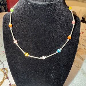 Multi-Color Glass Cat's Eye Bead Necklace